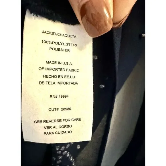 NWT R&M Richards Chiffon Beaded Jacket, midnight blue Size 18 - Picture 9 of 11